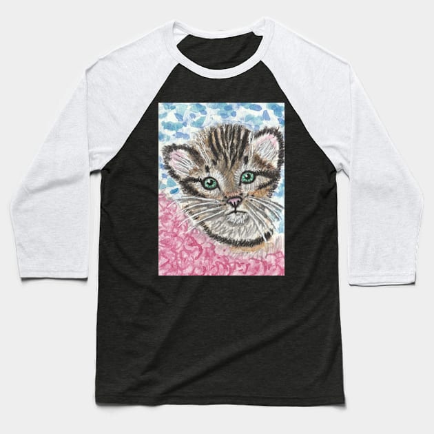 Tabby kitten cat Baseball T-Shirt by SamsArtworks